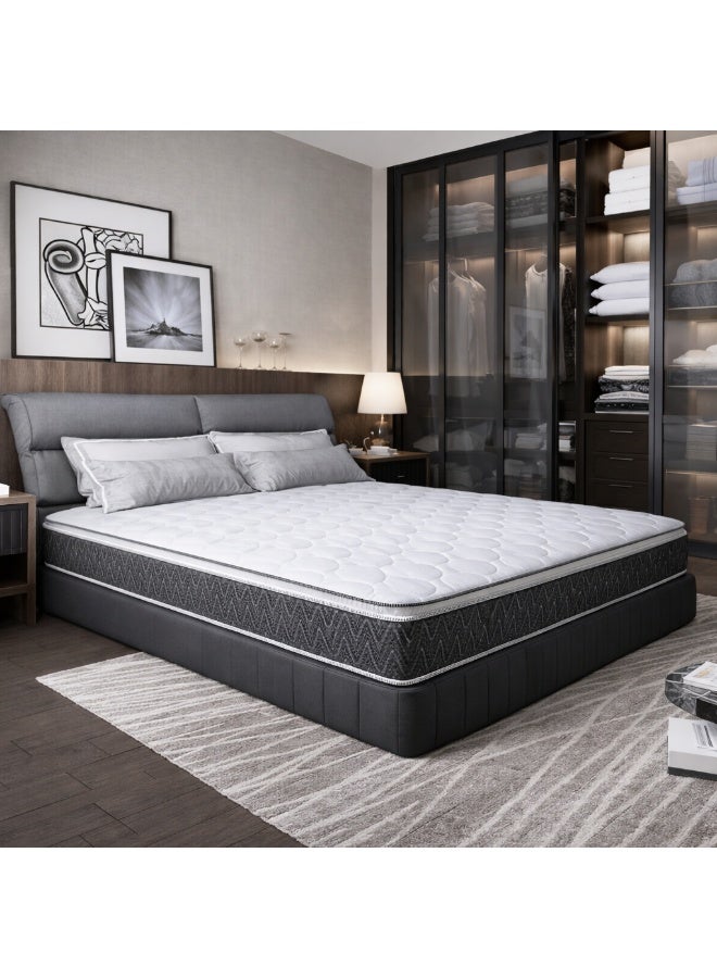 ريكسال هوم مرتبة Rexal Home Supreme Pillow Top بنظام النوابض بونيل – سماكة 25 سم، قماش محبوك، عزل الحركة ودعم متوسّط الصلابة، مقاس كوين 150 × 190 سم - Image 2